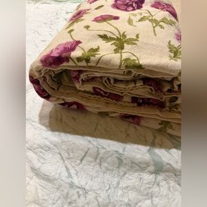 Vintage Floral Fuchsia Purple and Green flatsheet Queen Bedding 100% cotton
